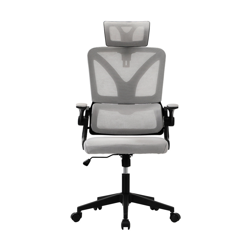 Mesh Office Chair Adjustable Lumbar Support D-Shape BK&GY