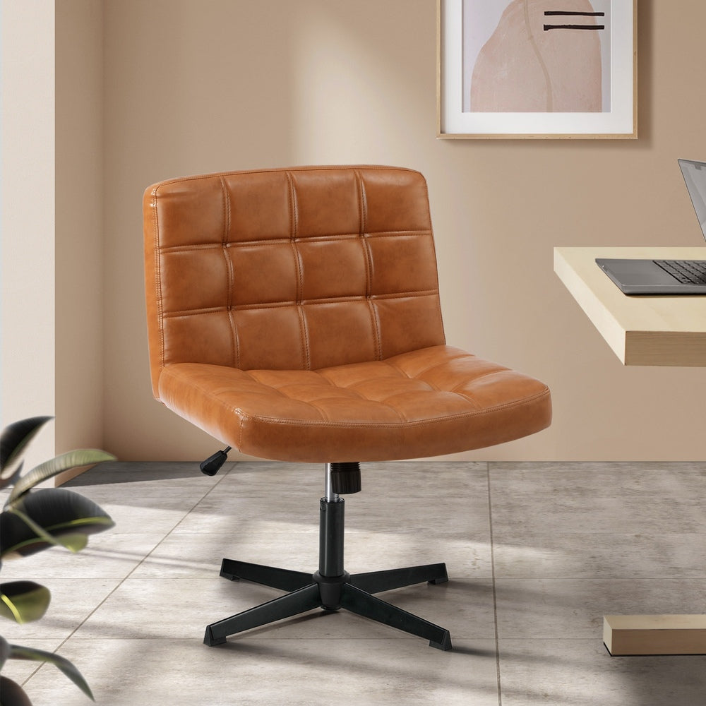 Mid Back Office Chair Wide Seat Black/Brown/White