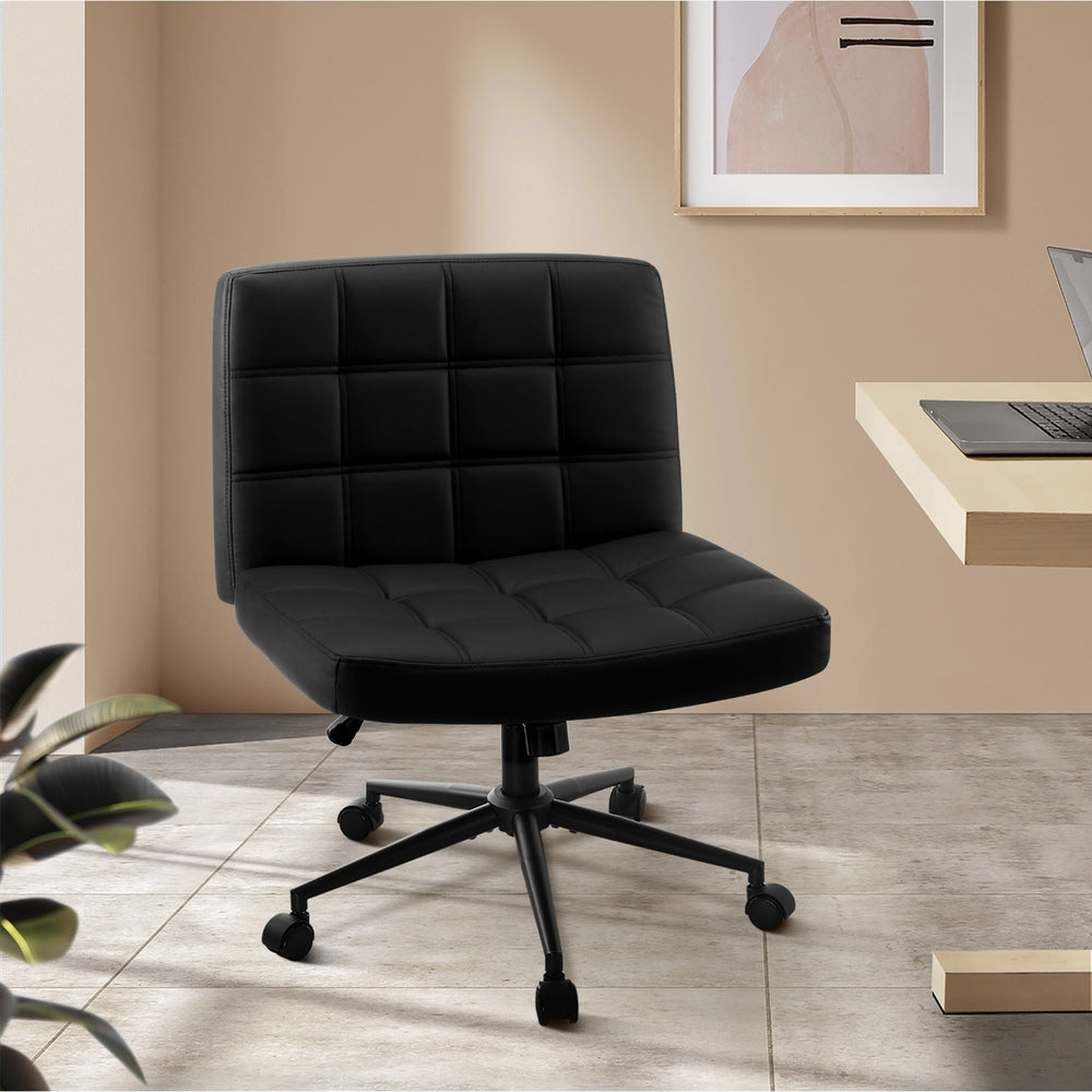 Mid Back Office Chair Wide Seat Black/Brown/White