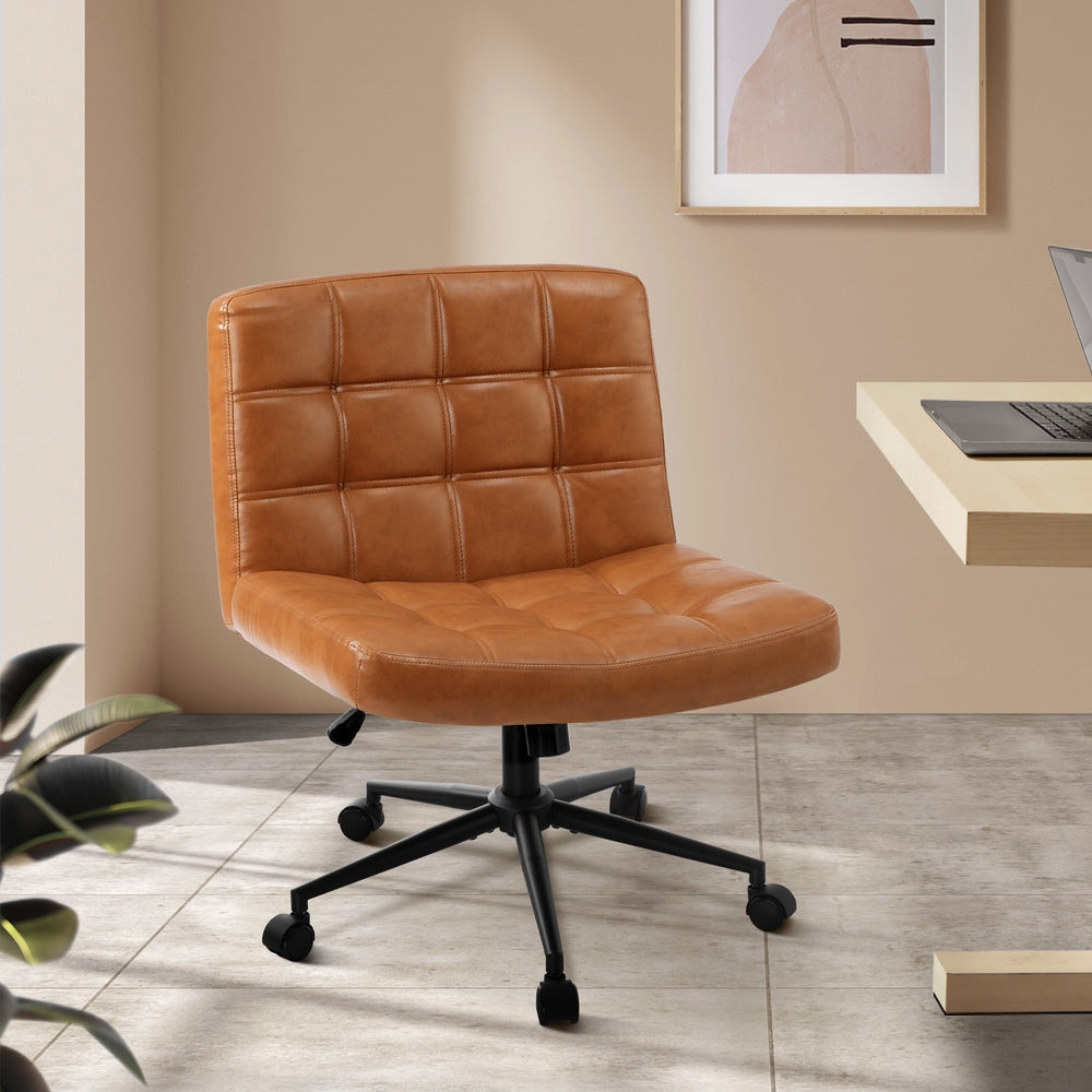 Mid Back Office Chair Wide Seat Black/Brown/White