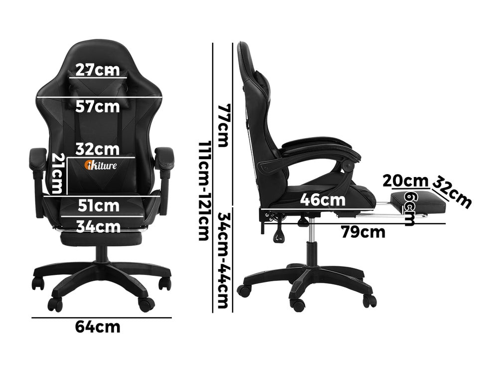 Home Gaming Chair Computer Desk Chair with Footrest Black