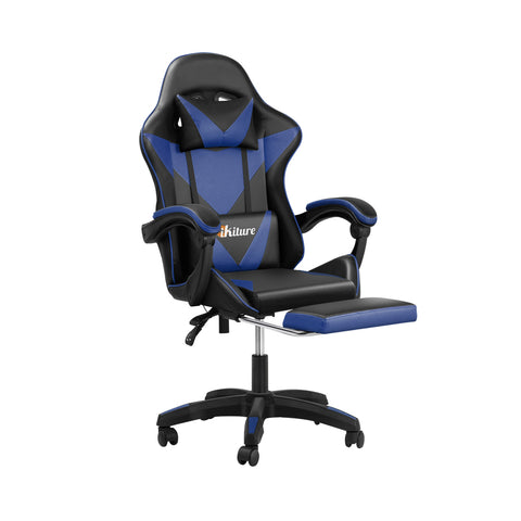 Home Gaming Chair Executive Computer Desk Black and Blue