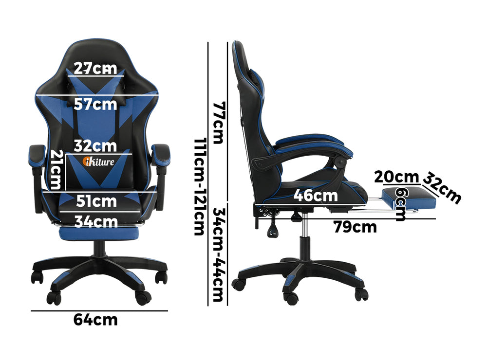 Home Gaming Chair Executive Computer Desk Black and Blue