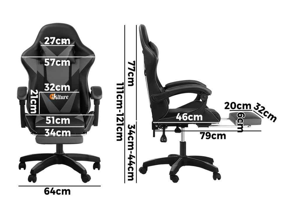 Home Gaming Chair Computer Desk Chair with Footrest Black