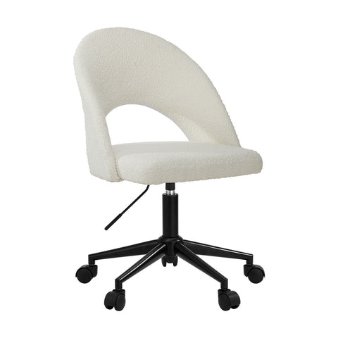 High Back Hollow Armless Office Chair Boucle White&Black