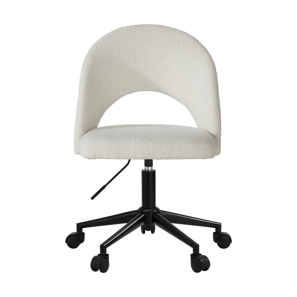 High Back Hollow Armless Office Chair Boucle White&Black