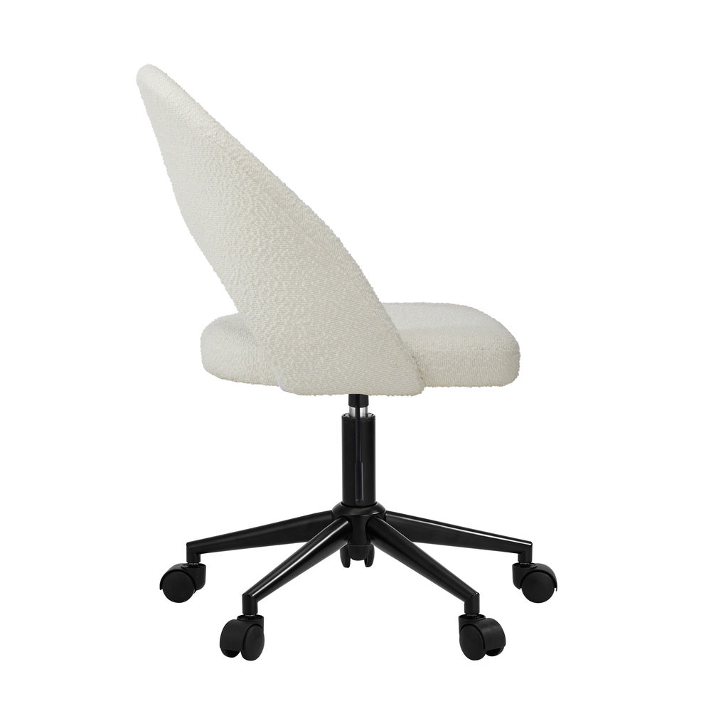 High Back Hollow Armless Office Chair Boucle White&Black