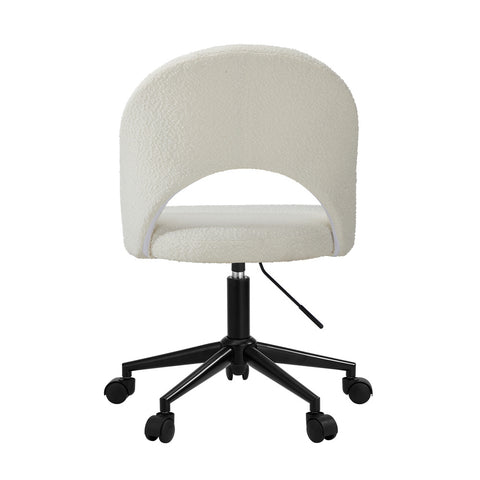 High Back Hollow Armless Office Chair Boucle White&Black