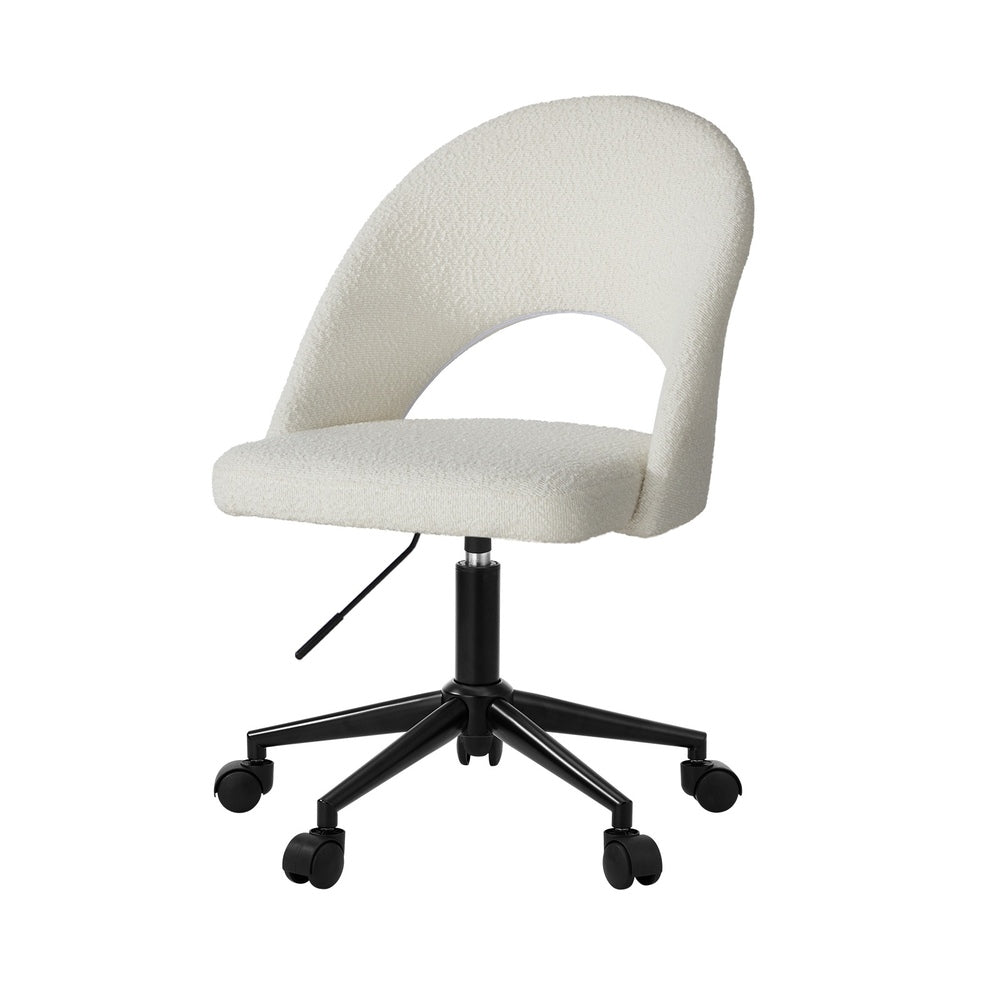 High Back Hollow Armless Office Chair Boucle White&Black