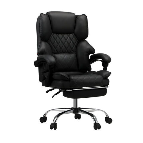 Massgae Office Chair Recliner Racing Computer Chairs PU Footrest Black