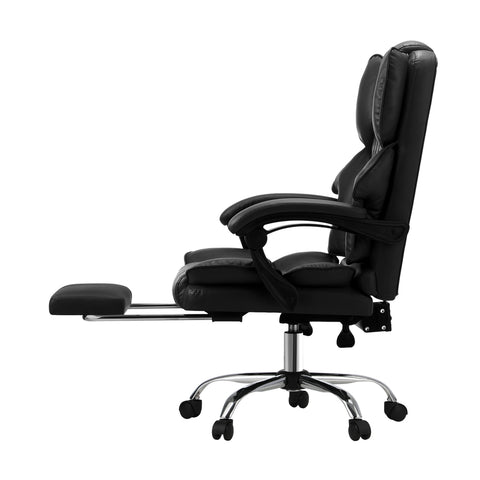 Massgae Office Chair Recliner Racing Computer Chairs PU Footrest Black