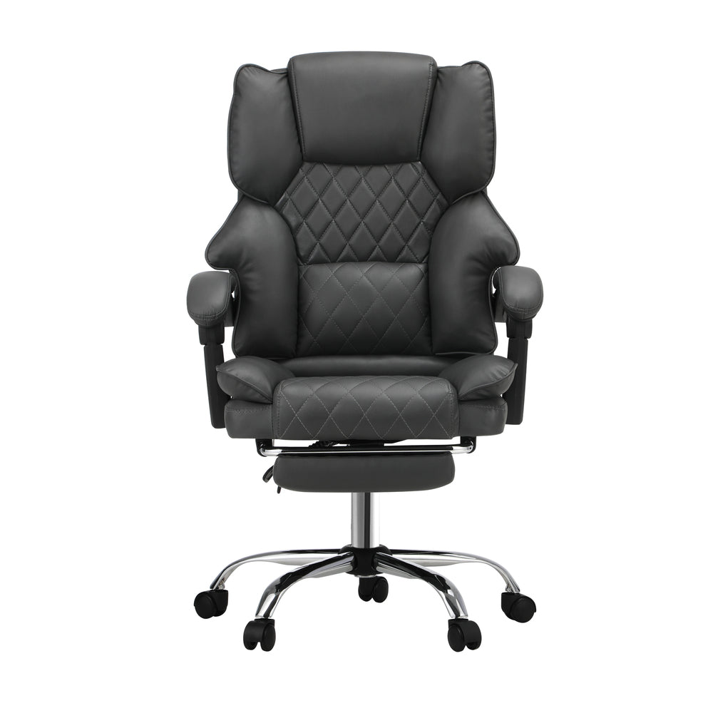 Massgae Office Chair Recliner Racing Computer Chairs PU Footrest Grey