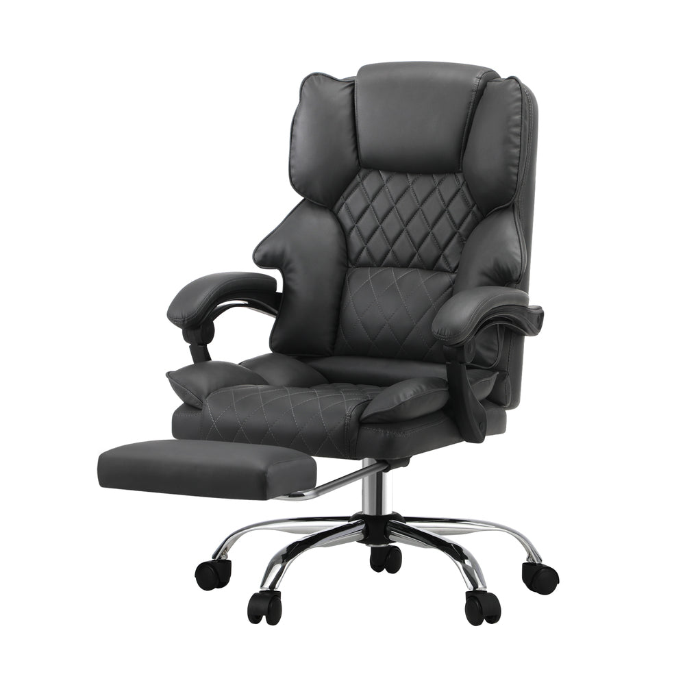 Massgae Office Chair Recliner Racing Computer Chairs PU Footrest Grey