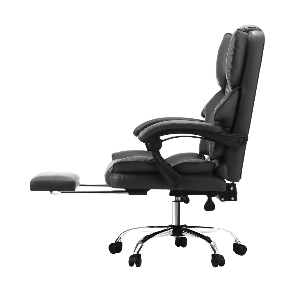 Massgae Office Chair Recliner Racing Computer Chairs PU Footrest Grey