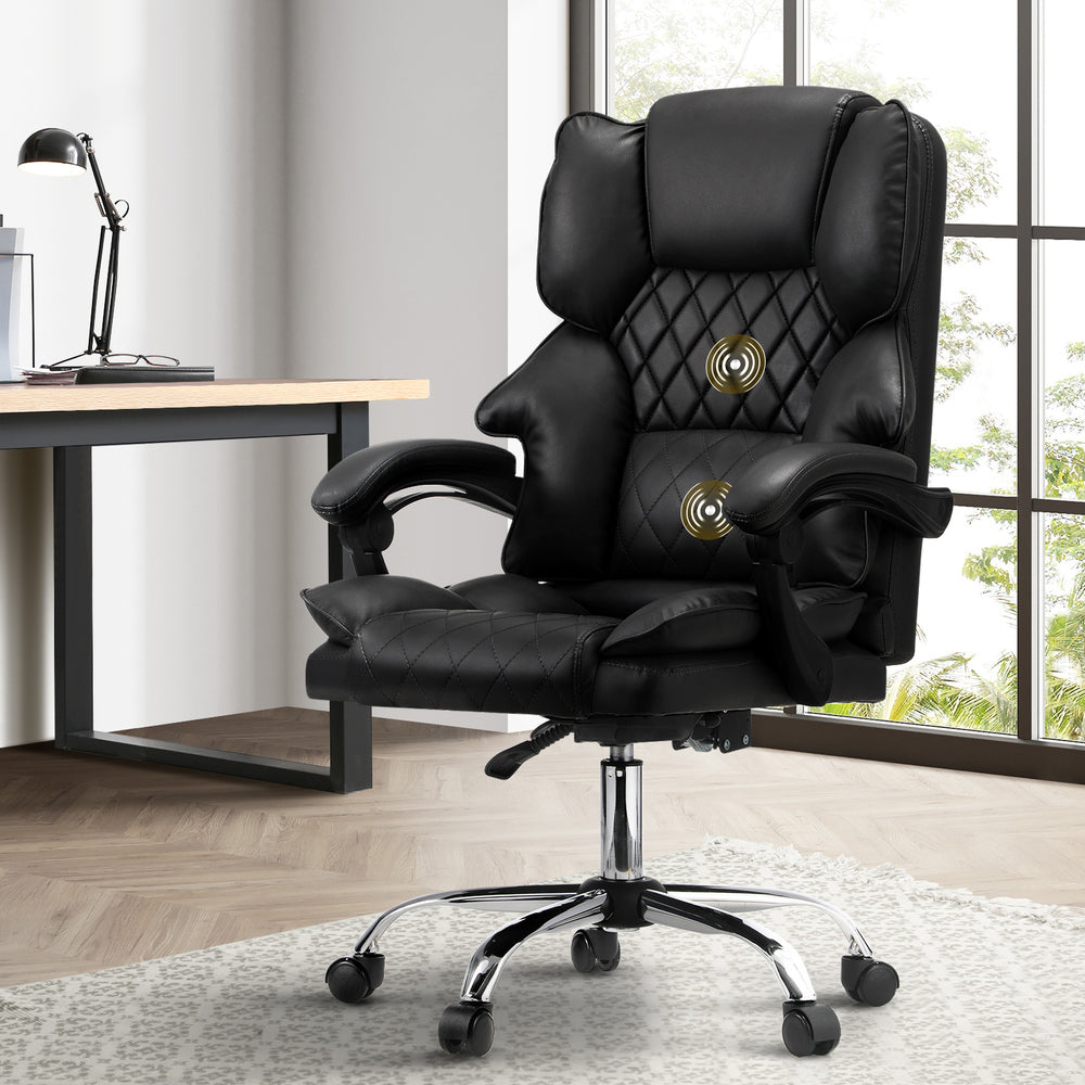 Massgae Office Chair Computer Racer PU Leather Seat Recliner Black