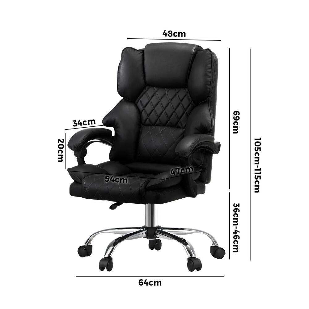 Massgae Office Chair Computer Racer PU Leather Seat Recliner Black