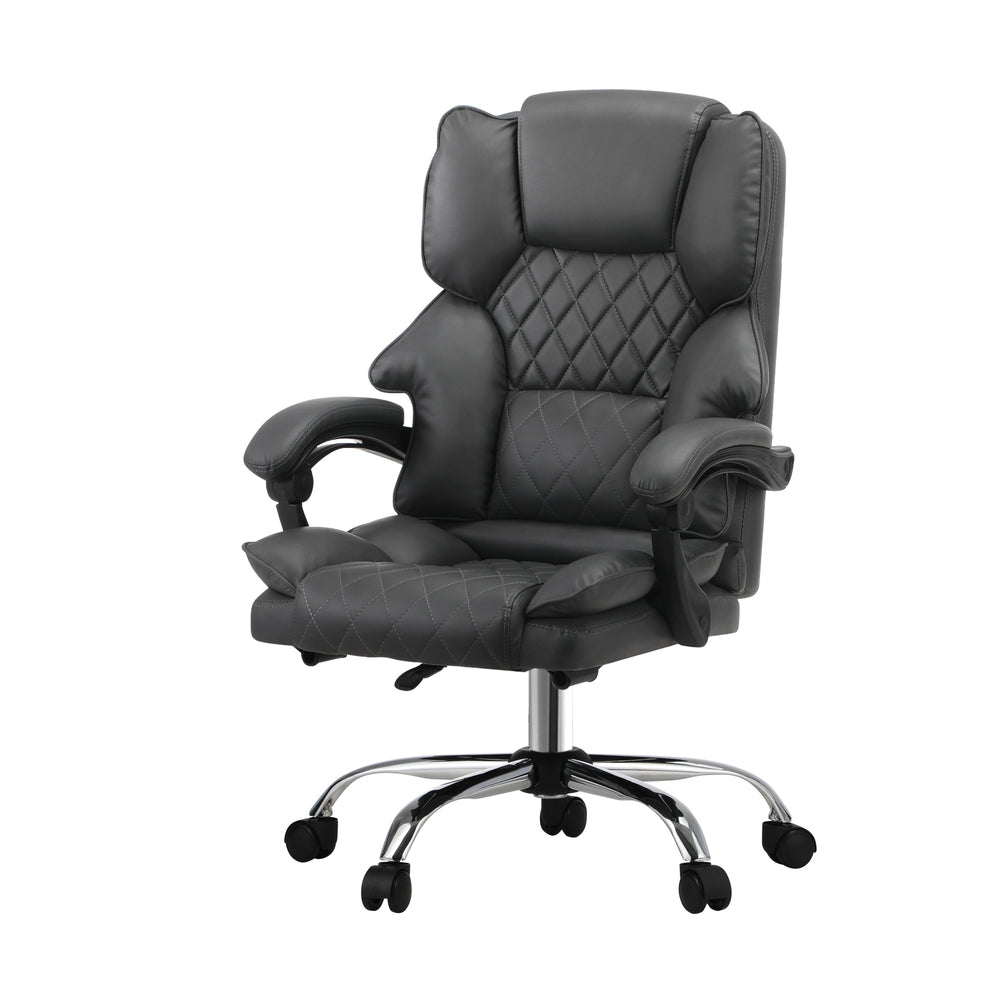 Massgae Office Chair Computer Racer PU Leather Seat Recliner Grey