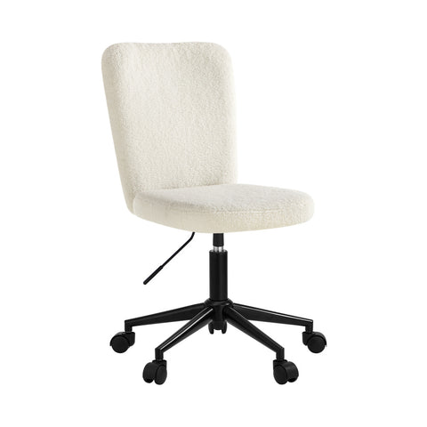 High Back Armless Office Chair Boucle White&Black