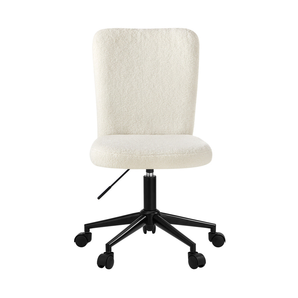 High Back Armless Office Chair Boucle White&Black