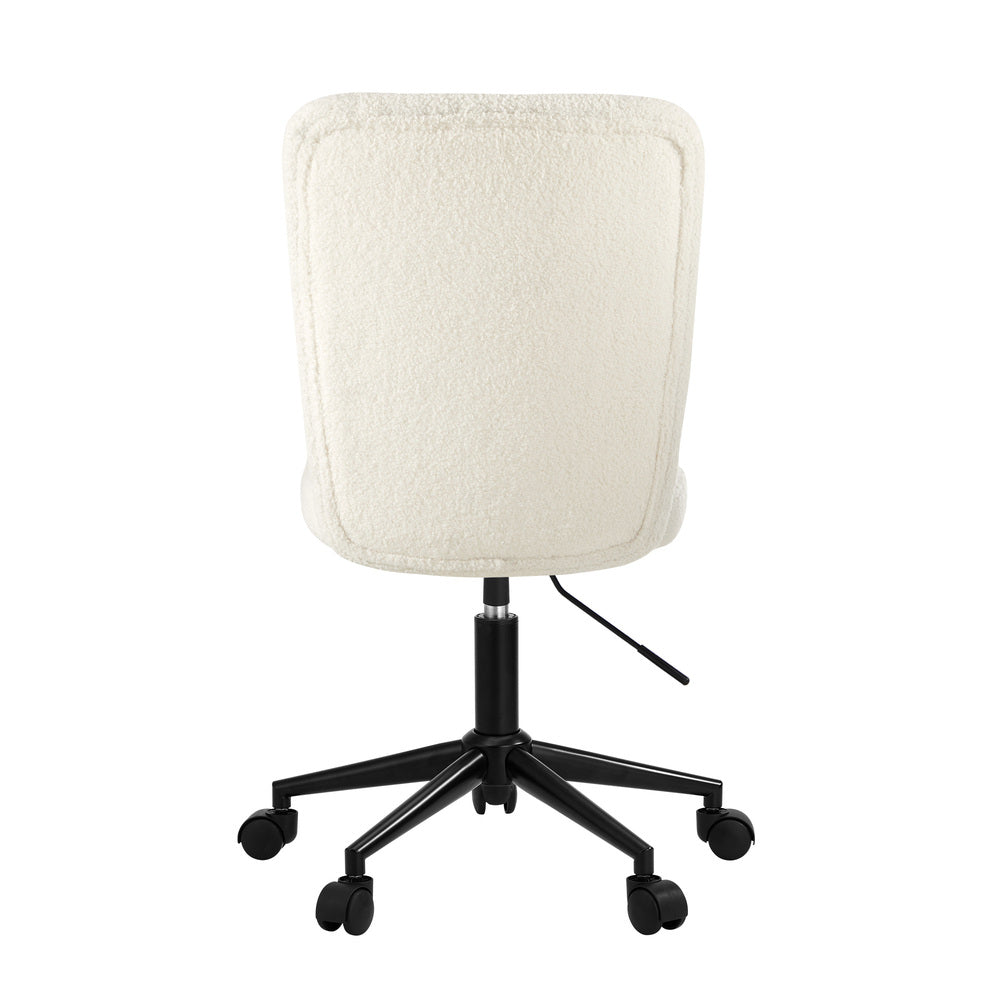 High Back Armless Office Chair Boucle White&Black