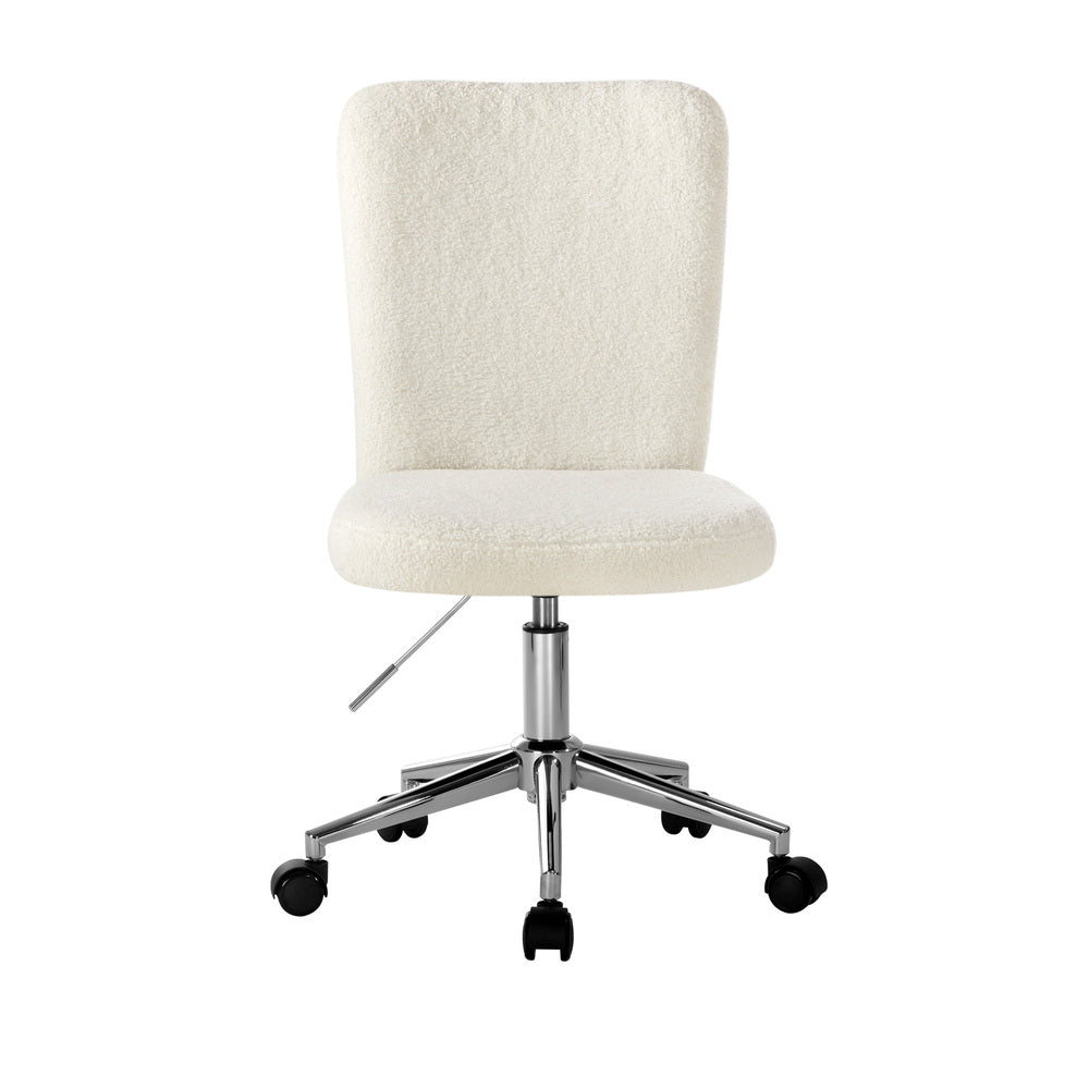 High Back Armless Office Chair Boucle White&Black