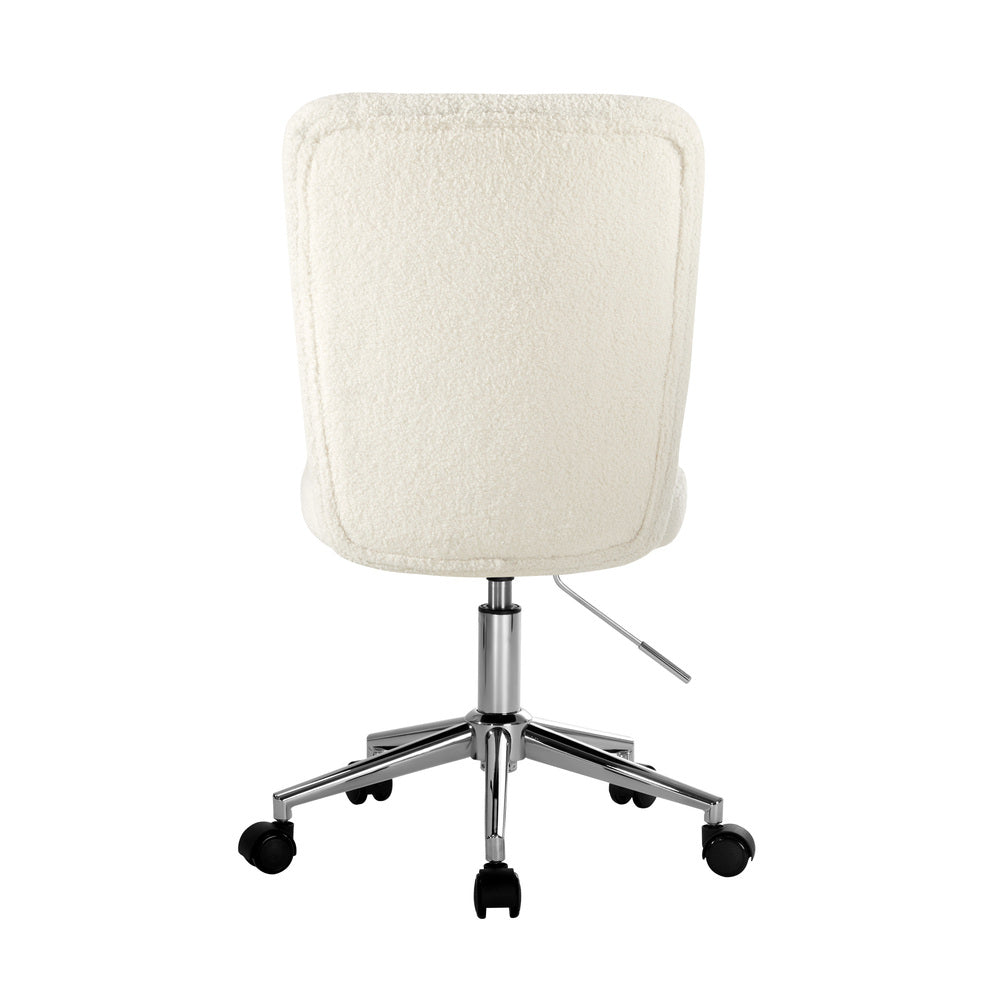 High Back Armless Office Chair Boucle White&Black