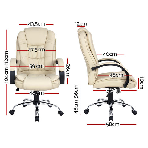 Executive Office Chair Leather Tilt Beige