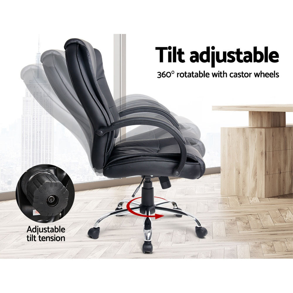 Executive Office Chair Leather Tilt Black