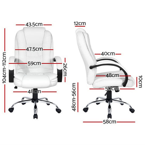 Executive Office Chair Leather Tilt White