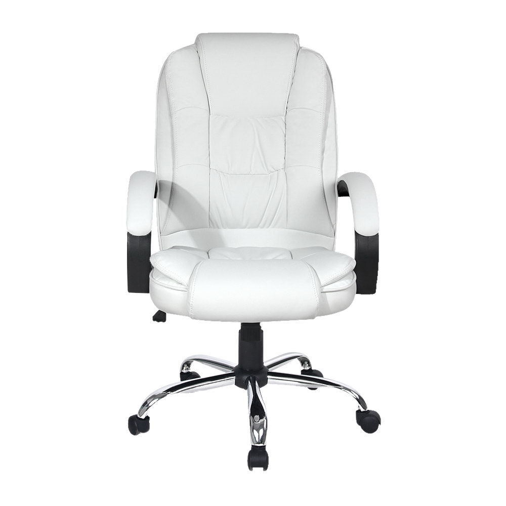 Executive Office Chair Leather Tilt White