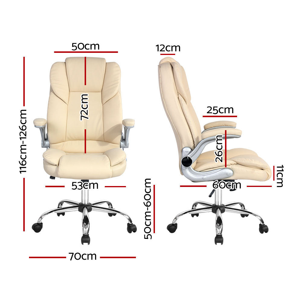 Executive Office Chair Leather Tilt Beige