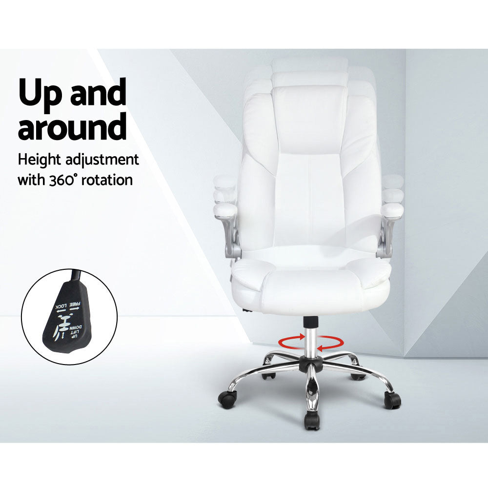 Executive Office Chair Leather Tilt White