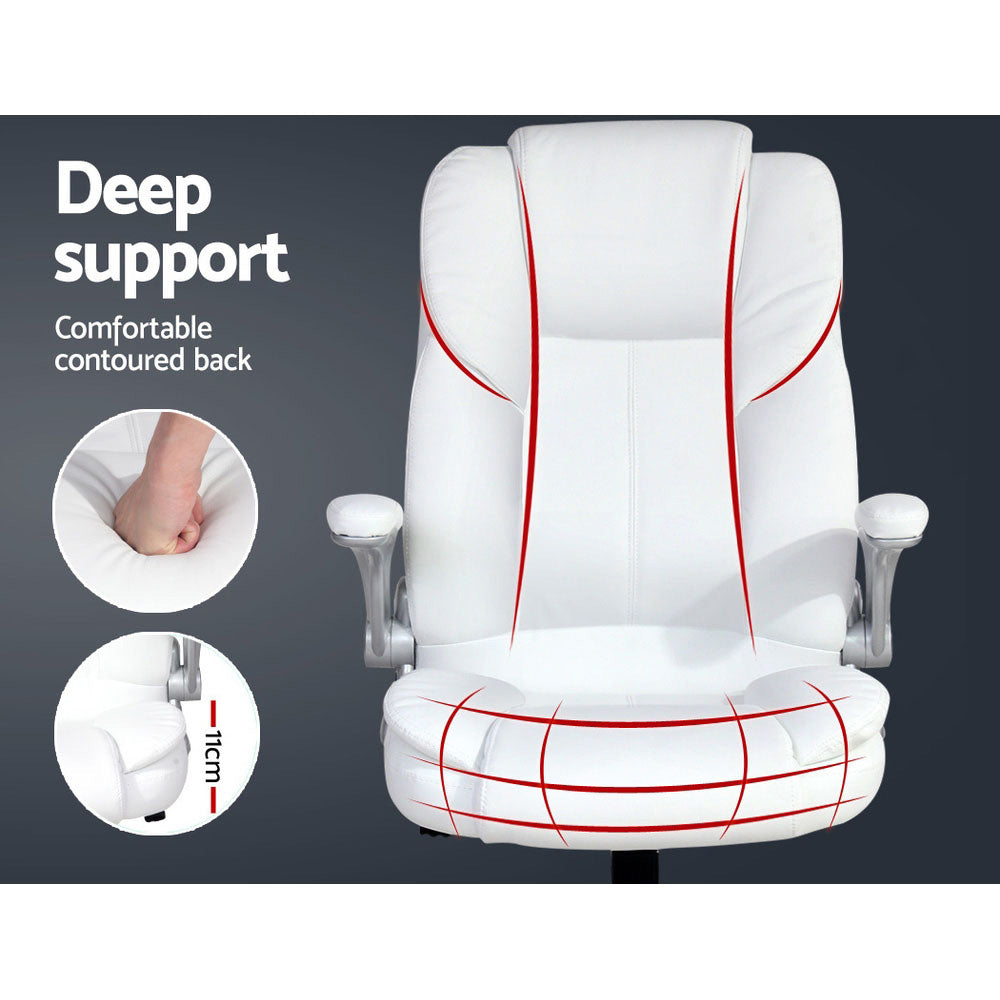 Executive Office Chair Leather Tilt White