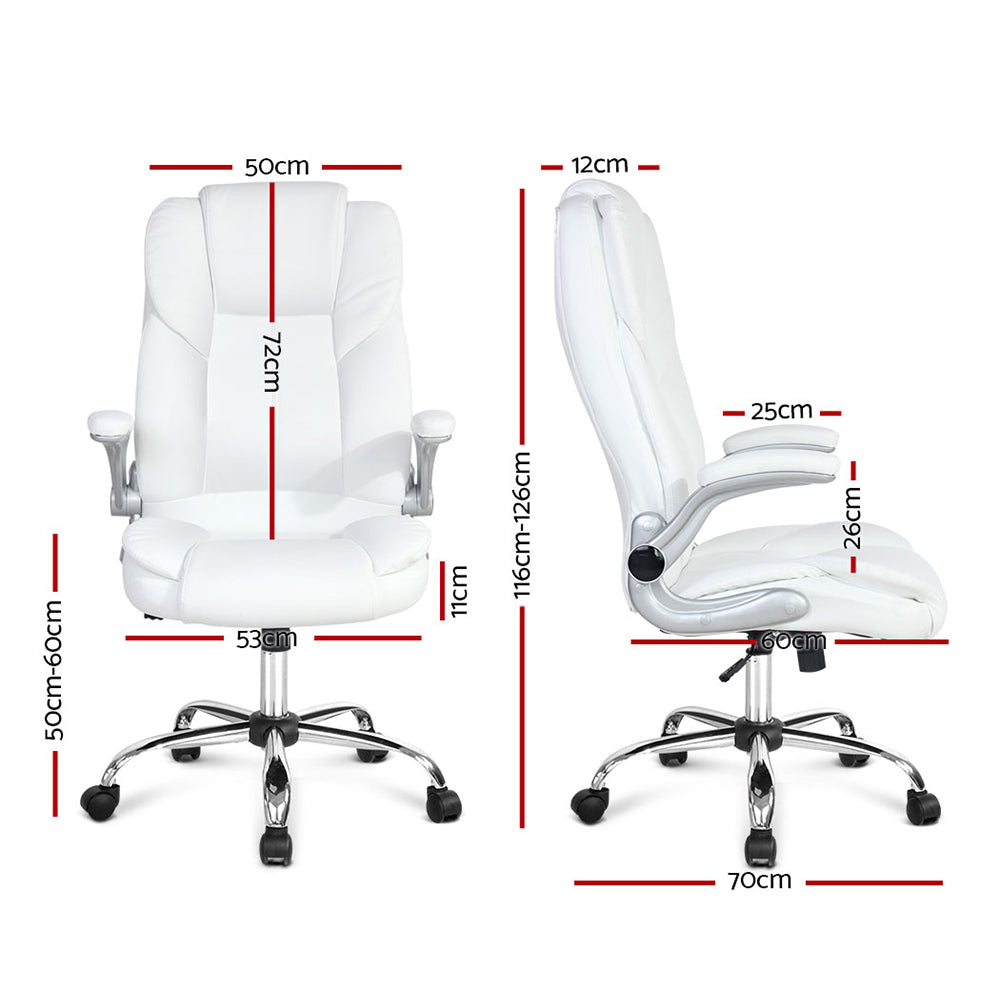 Executive Office Chair Leather Tilt White