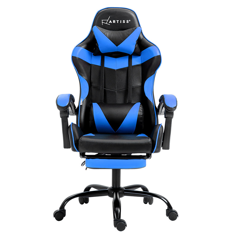 Gaming Office Chair Recliner Footrest Blue