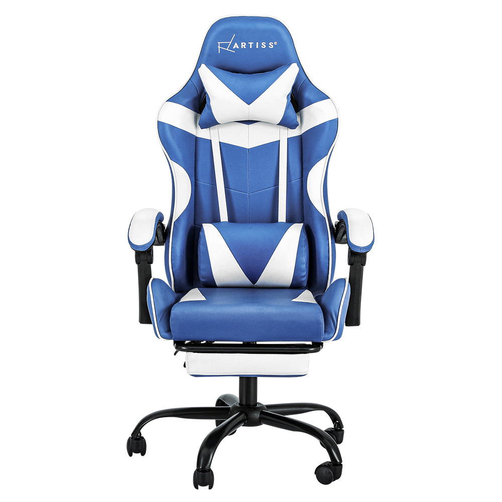 Gaming Office Chair Executive Computer Leather Blue White