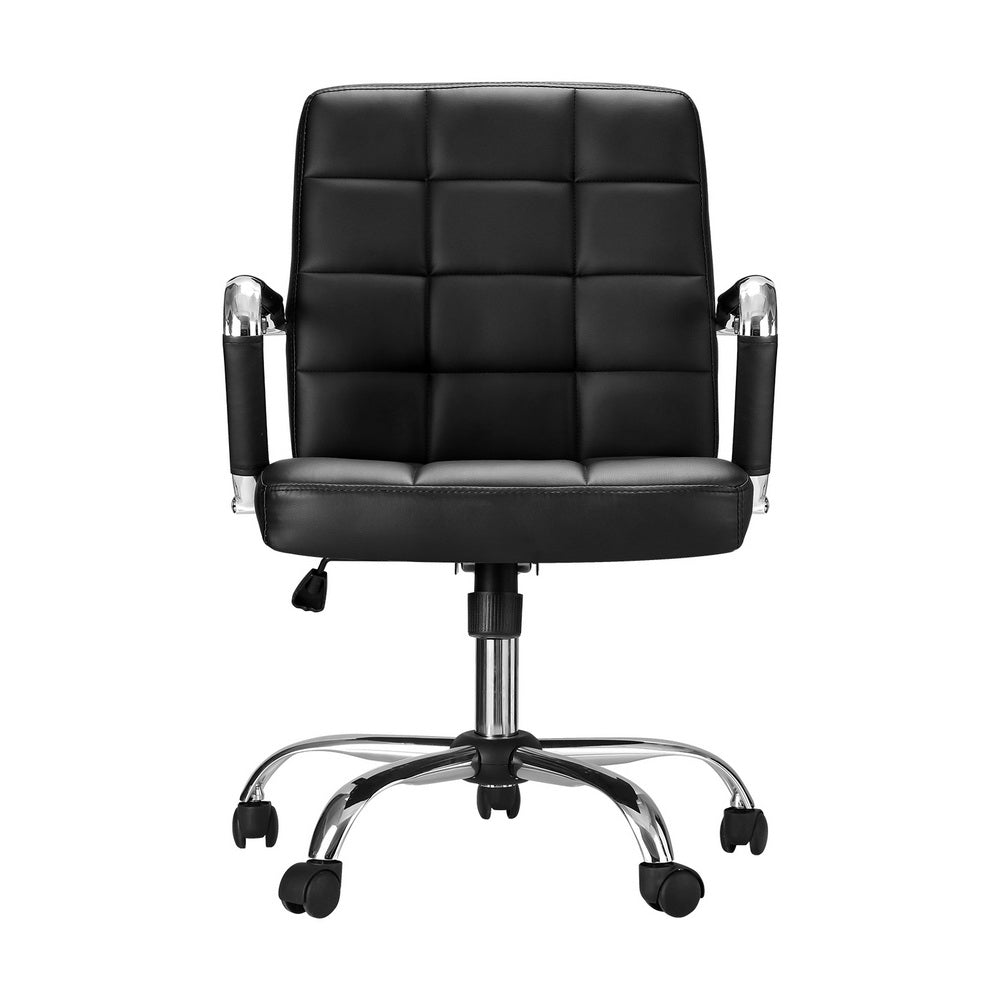 Stylish Office Chair Pu Leather Mid Back Black