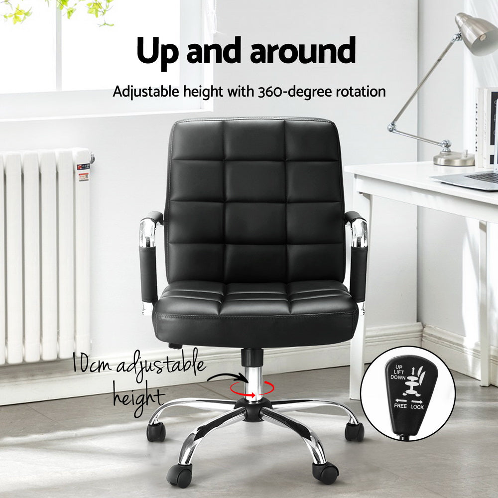 Stylish Office Chair Pu Leather Mid Back Black