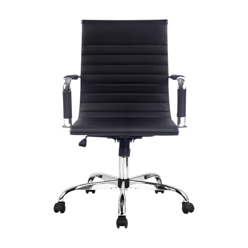 Office Chair Conference Chairs PU Leather Mid Back Black