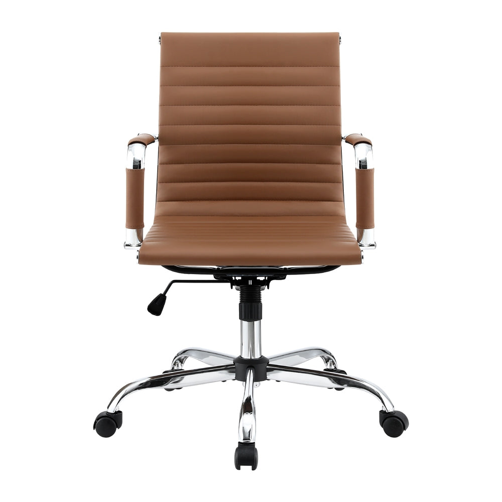 Office Chair Conference Chairs PU Leather Mid Back Grey