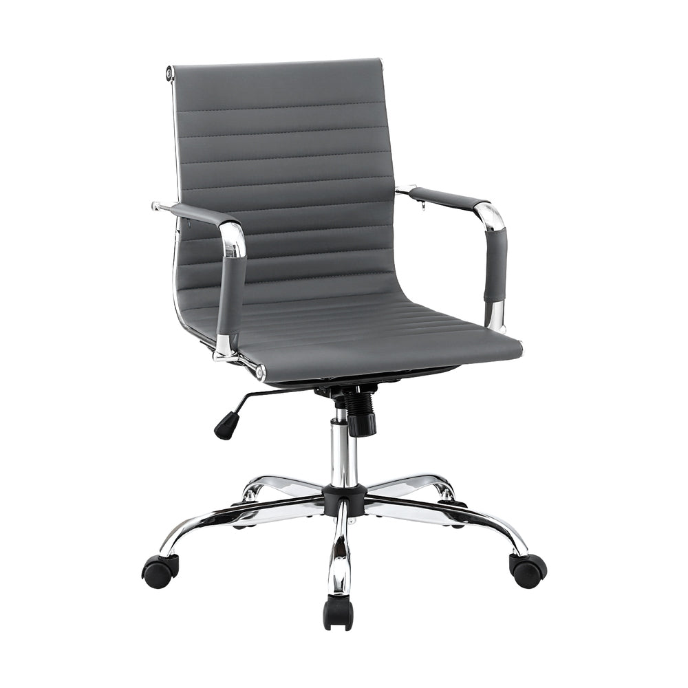 Office Chair Conference Chairs PU Leather Mid Back Grey