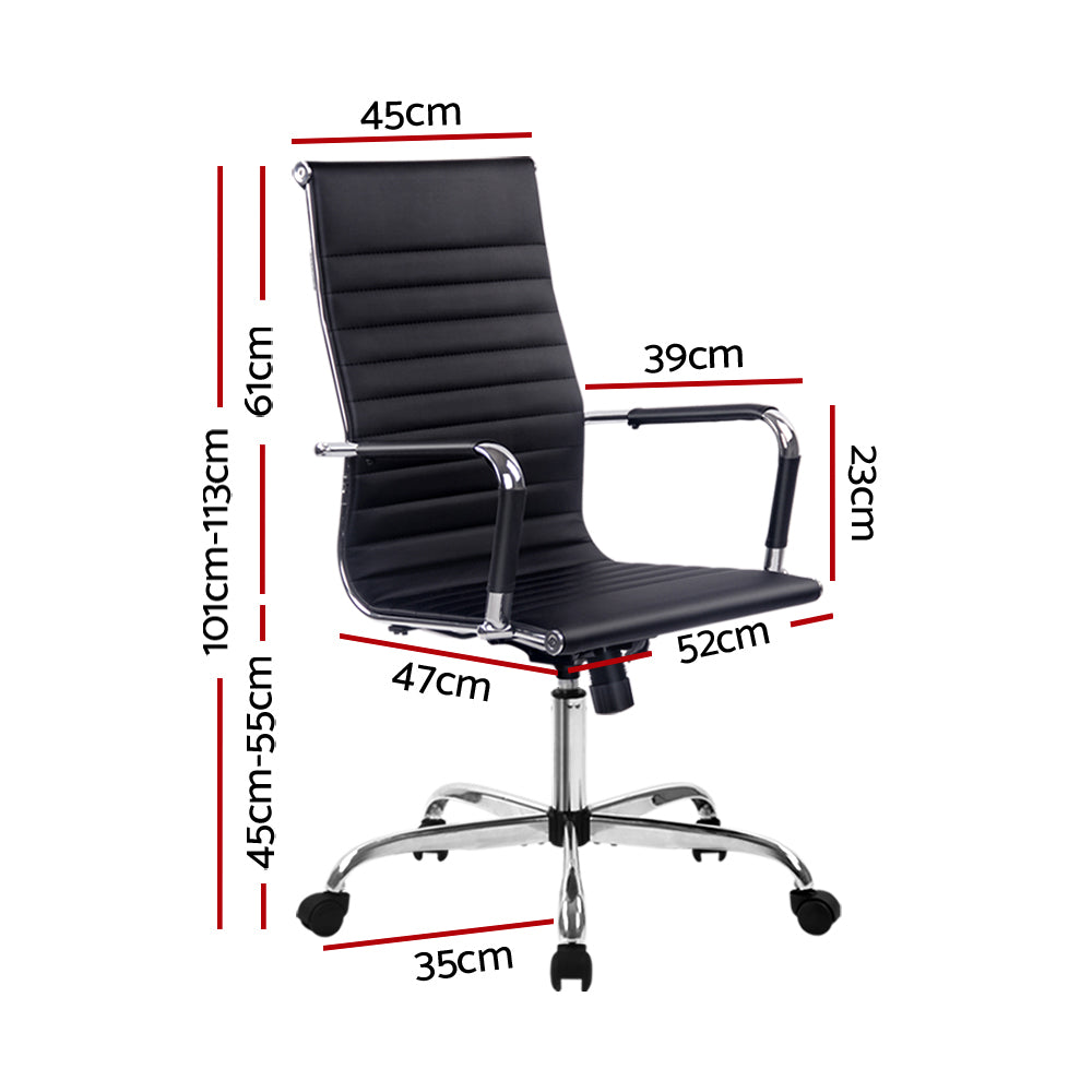 Office Chair Conference Chairs PU Leather High Back Black