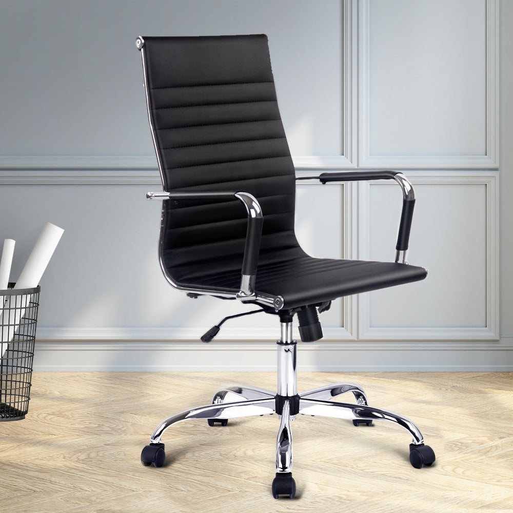 Office Chair Conference Chairs PU Leather High Back Black