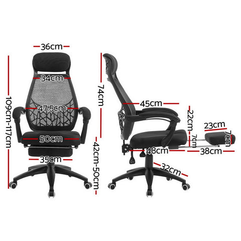 Mesh Office Chair Recliner Black