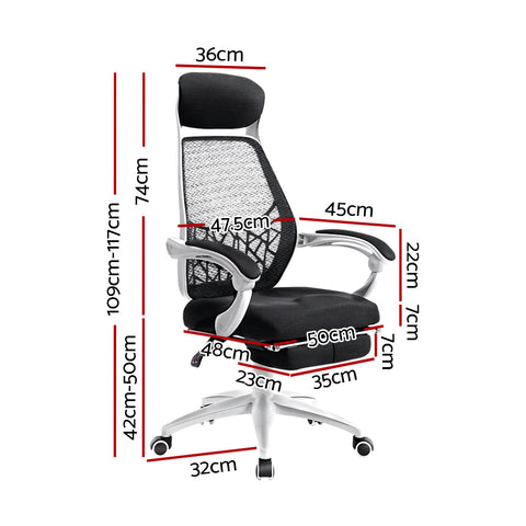 Mesh Office Chair Recliner Black White