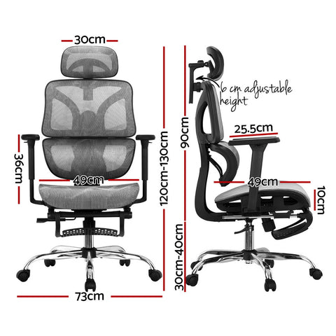 Ergonomic Office Chair Footrest Grey