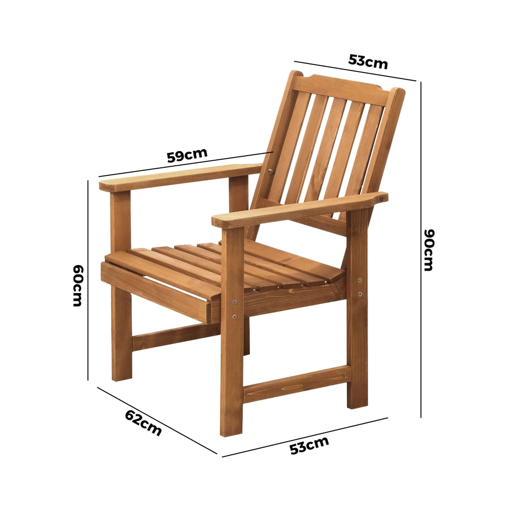 Outdoor Armchair Furniture Sun Lounge Wood Chair Garden Sofa Foot Stool