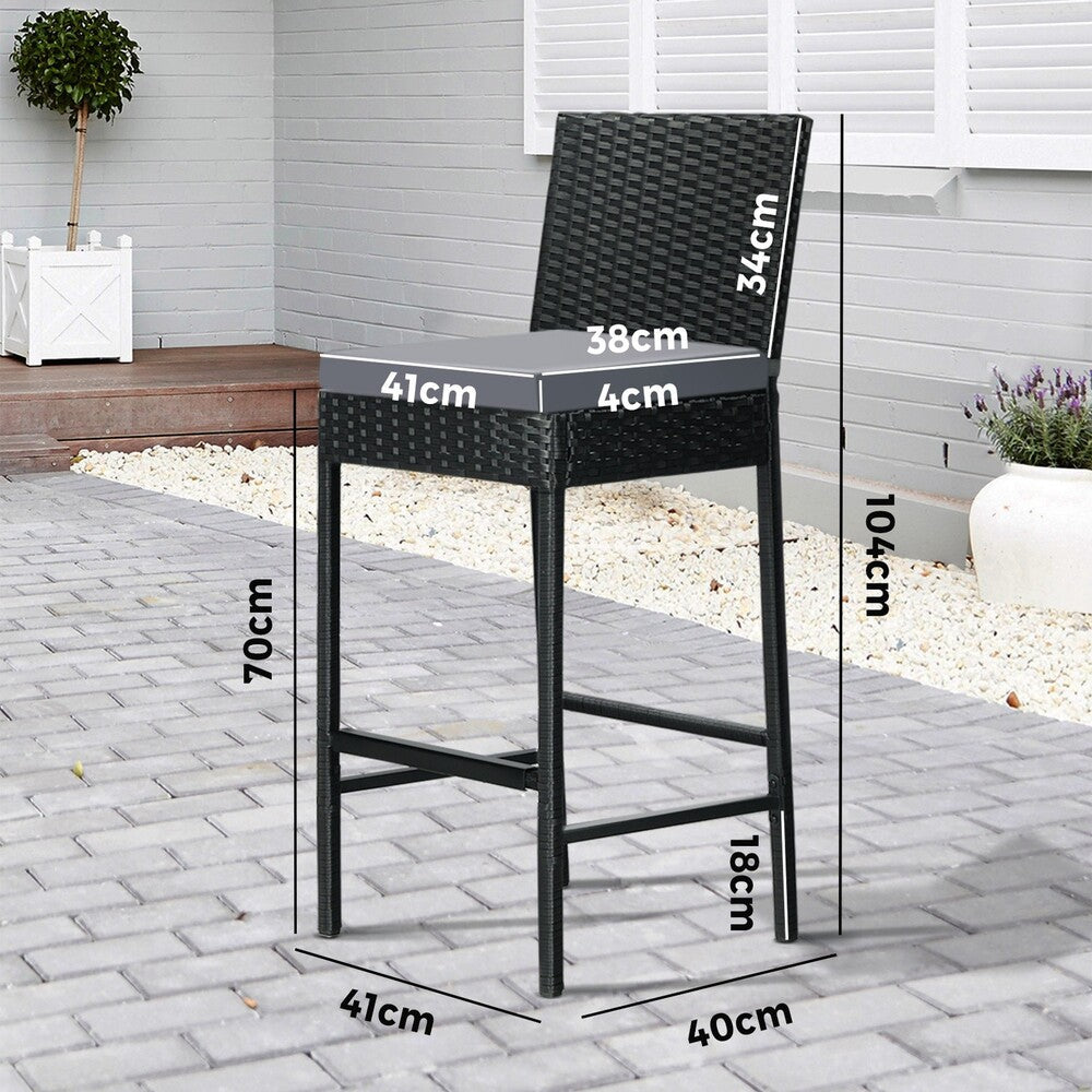 Outdoor Rattan Bar Stools Patio Dinning Chairs Cafe Garden Furniture 2X