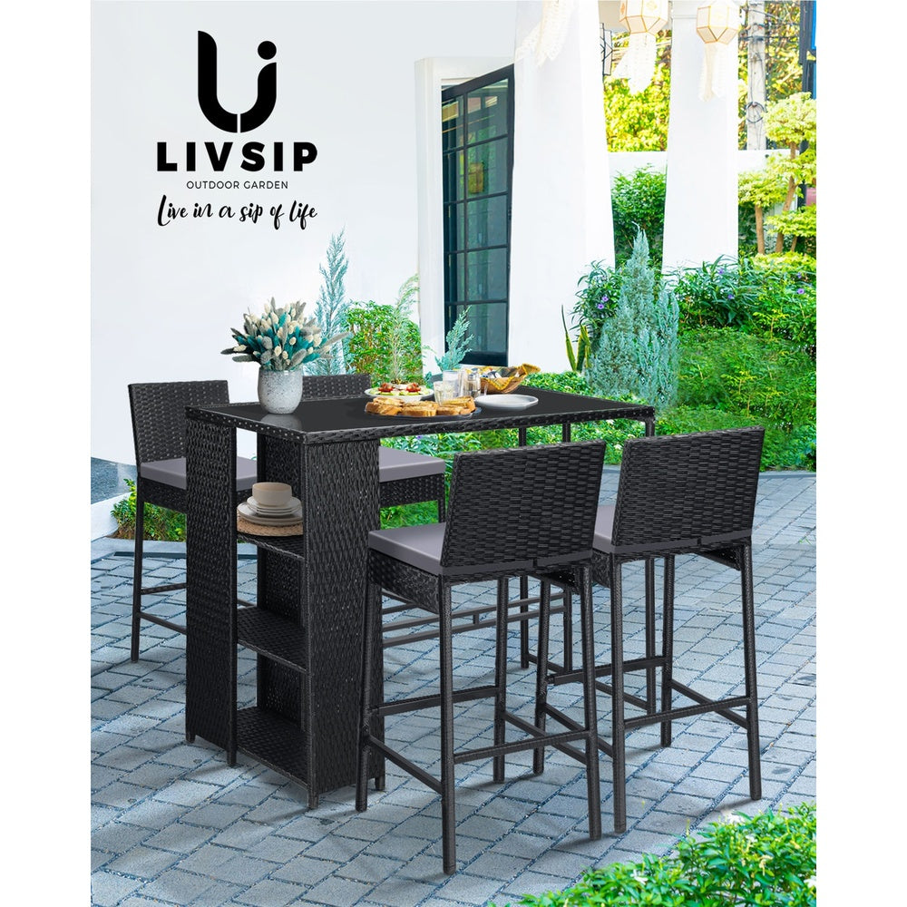 Rattan Outdoor Bar Table Furniture Cafe Table Patio Setting Dinning Table