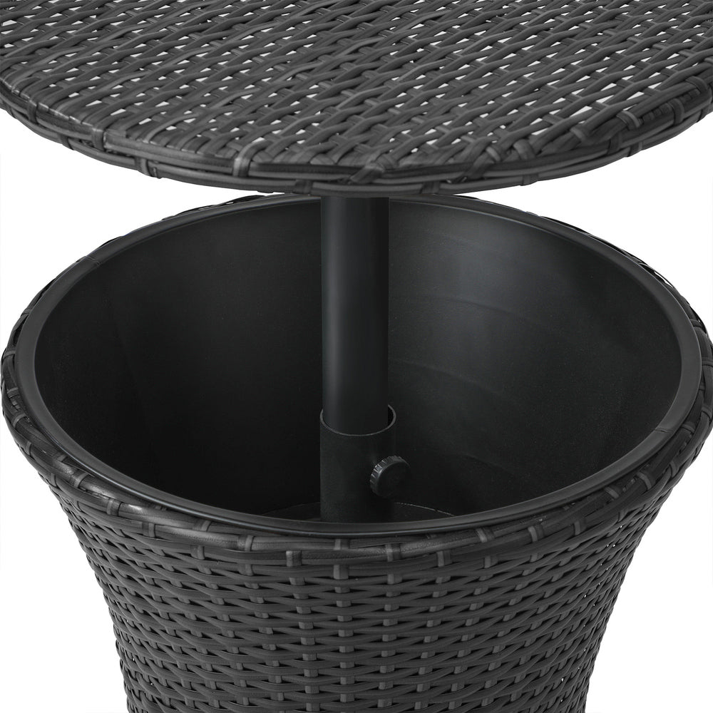 Rattan Cooler Ice Bucket Table Storage Black/Brown